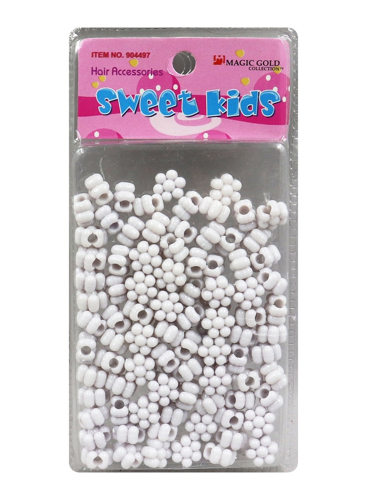 Magic Gold Plastic Bead Flower #1662 White -pc