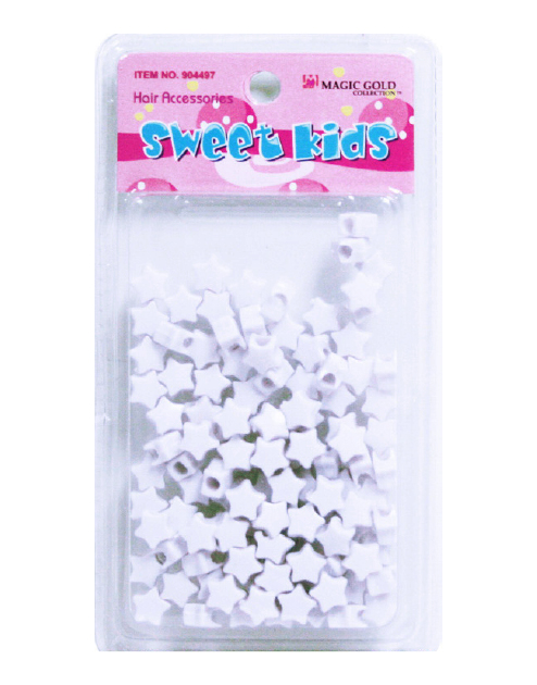 Magic Gold Plastic Bead Star #1654 White -pc