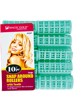 #1247 Snap-Around Teeth Roller 10pc (Large/ 1"/ Green) -pk