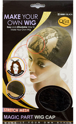 Qfitt  Stretch Mesh Wig Cap,Magic Part#Q5061Black-dz