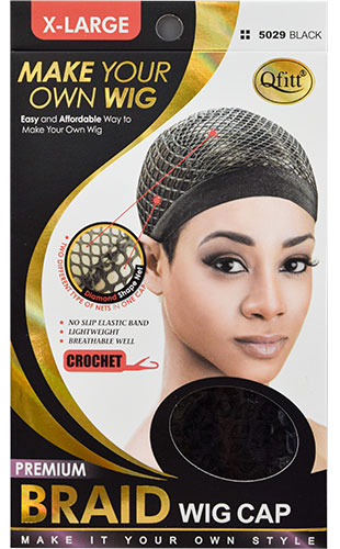 Qfitt Crochet Braid Wig Cap(XL)#Q5029Black-dz