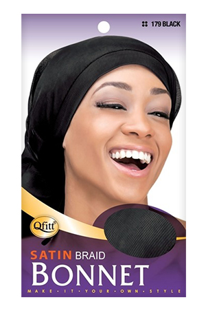 Qfitt Satin Braid Bonnet (L) #Q179Black-dz