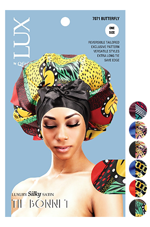 Qfitt Silky Tie Bonnet -Afro (6pc/pk) #7071-pk