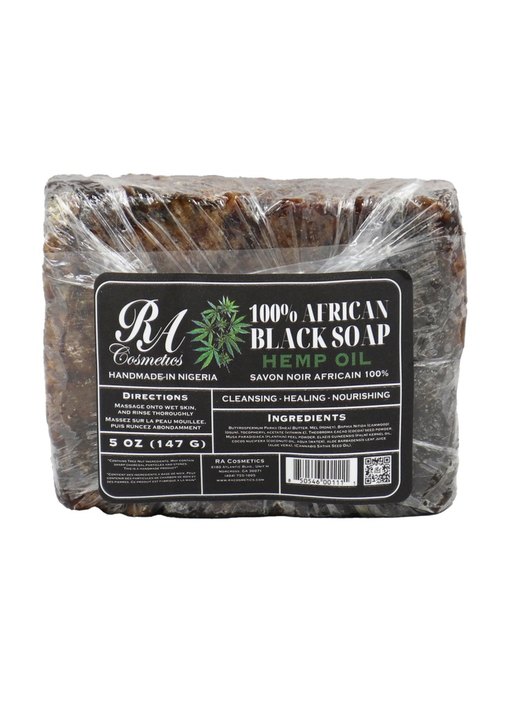 RA Cosmetics 100% Black Soap Bar w/ Hemp oil (5 oz) #36