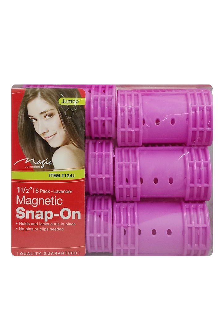 Magic Magnetic Snap-On Rollers [Jumbo/6pk/Lavendar] #124J- pk