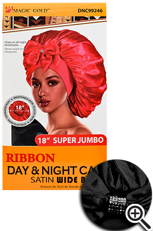 Ribbon Day&Night Satin Cap w/Wide Band(S.Jumbo/Blk)#99246-dz