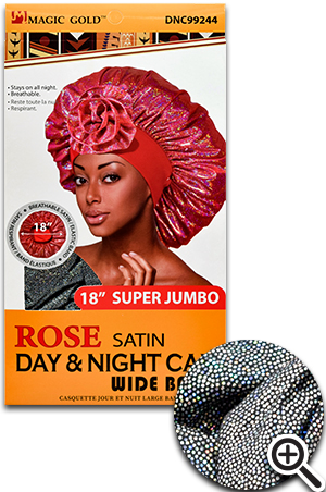 Rose Satin Day&Night Cap w/Wide Band(S.Jumbo/Black)#99244-dz