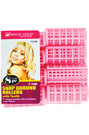 #1248 Snap-Around Teeth Roller 8pc (XL/ 1.25"/ Pink) -pk