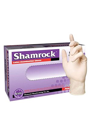 Shamrock latex Disposal. Gloves(Powder Free)-SM