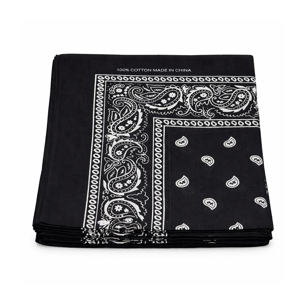 Bandanna 100% Cotton Paisley #91665 Black -dz