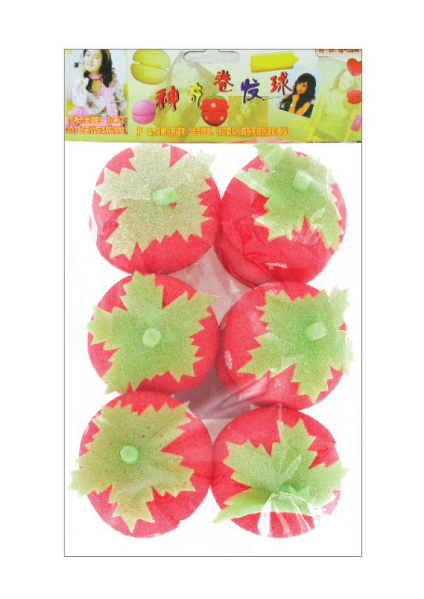 Sponge Hair Curler #2941 Strawberry (6pcs/pk) -pk