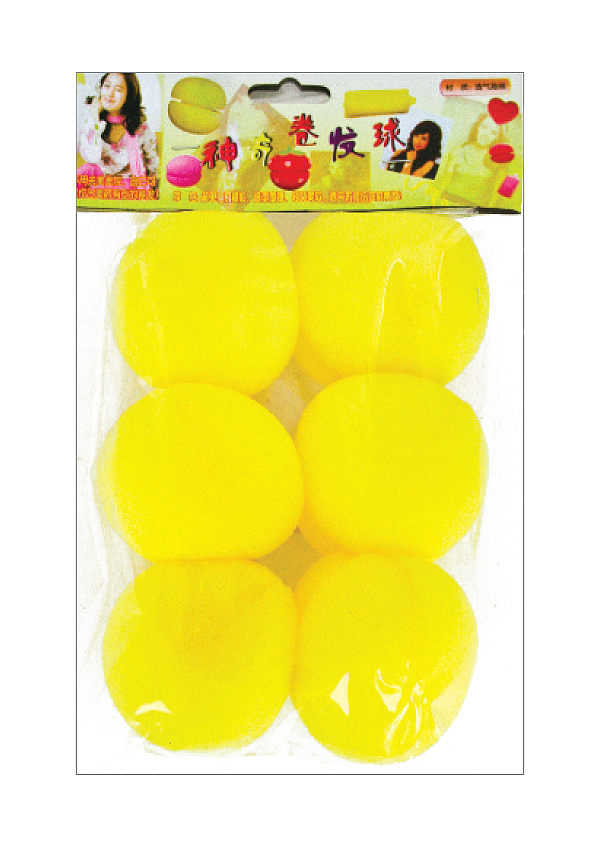Sponge Hair Curler #2942 Yellow (6pcs/pk) -pk