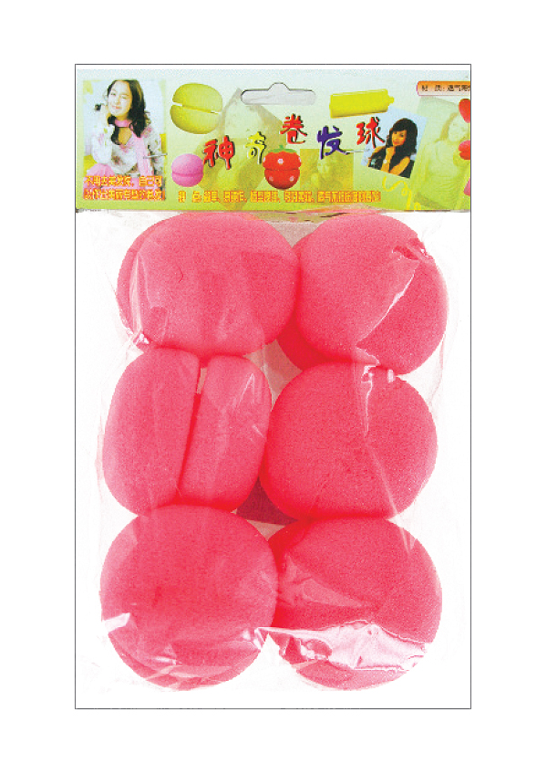 Sponge Hair Curler #2943 Pink (6pcs/pk) -pk