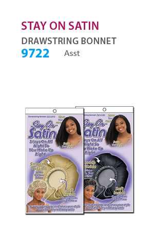 Stay on Satin Never-Dry Drawstring Bonnet #97222 Asst-dz DISC