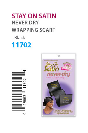 Stay on Satin Never-Dry Wrapping Scarf #11702 BK-dz