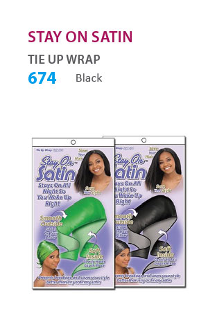 Stay on Satin Tie Up Wrap (Black) #674 - dz