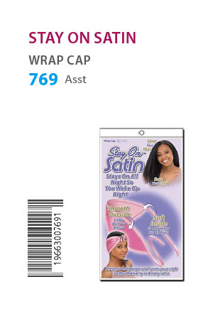 Stay on Satin Wrap Cap [Asst] #769 - dz