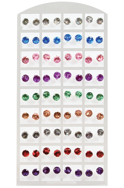 Stone Earring (Round Clear-6mm) #0132