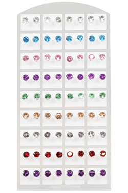 Stone Earring (Round Mix-6mm) #0133