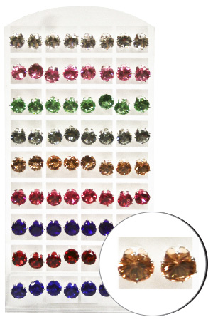 Stone Earring (Round Mix-9mm) #0139