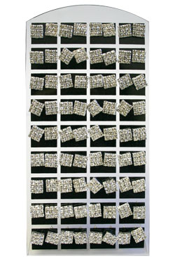 Stone Earring (Square Grid Clear-Large) #0158