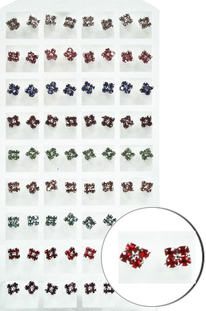 Stone Earring (Square Grid Mix-Small) #0154