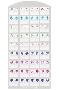 Stone Earring (Square Mix-5mm) #1557Mix