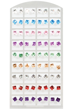 Stone Earring (Square Mix-6mm) #0149