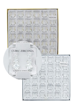 Stone Earring [Gold & Sliver] 36pc #7583