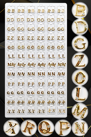 Stone Earring [Initials Gold] 72pair #99911 -pk