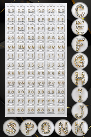 Stone Earring [Initials Gold] 72pair #99912 -pk