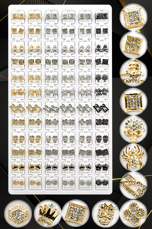Stone Earring [Gold & Sliver] 72pair #99914 -pk