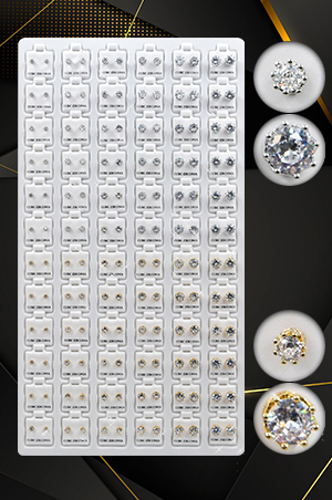 Stone Earring [Gold & Sliver] 72pair #99915 -pk
