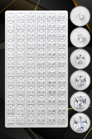 Stone Earring [Round Sliver] 72pair #99917 -pk