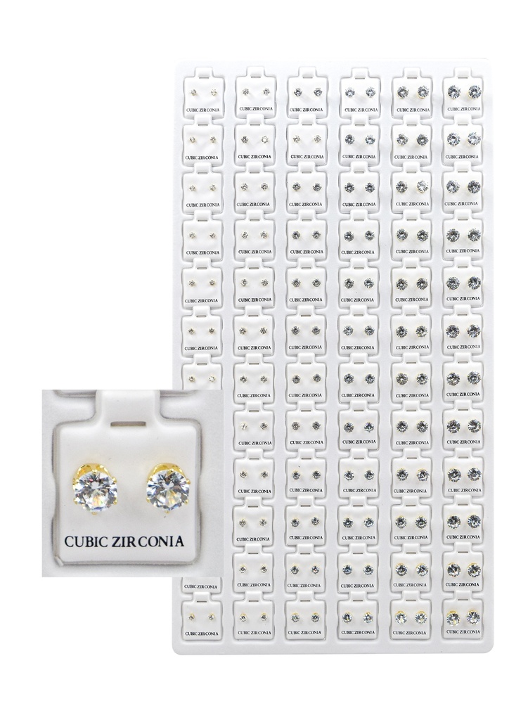 Stone Earring [Round Gold] 72pair #CZE99918 -pk