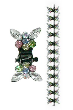Stone Hair Clip (12 clips) #2656 Clear -Strip