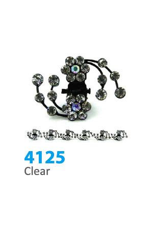 Stone Hair Clip (12 clips) #4125 Clear Flower -Strip