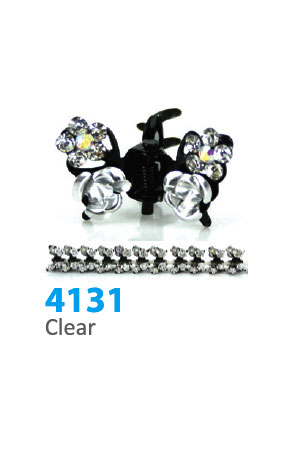 Stone Hair Clip (12 clips) #4131 Clear - Strip