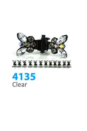 Stone Hair Clip (12 clips) #4135 Clear - Strip