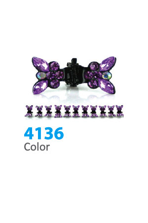 Stone Hair Clip (12 clips) #4136 Color -Strip