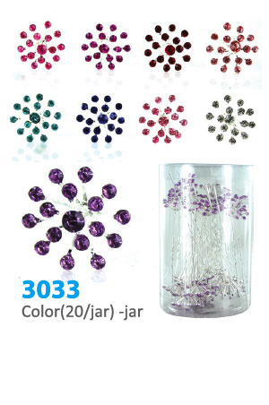 Stone Hair Pin (20/jar) #3033 Color - jar