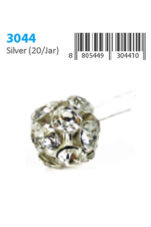 Stone Hair Pin (20/jar) #3044 Silver / Color - jar