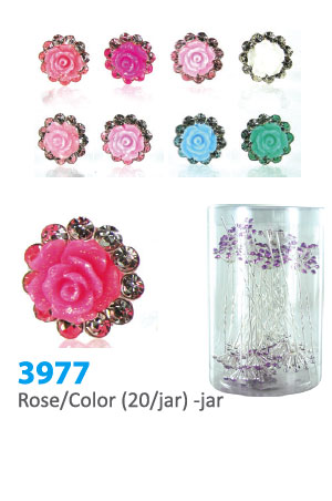 Stone Hair Pin (20/jar) #3977 Rose / Color - jar