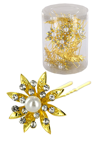 Stone Hair Pin (20/jar) #6730 Gold - jar