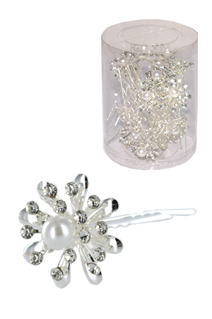 Stone Hair Pin (20/jar) #6731 Silver - jar