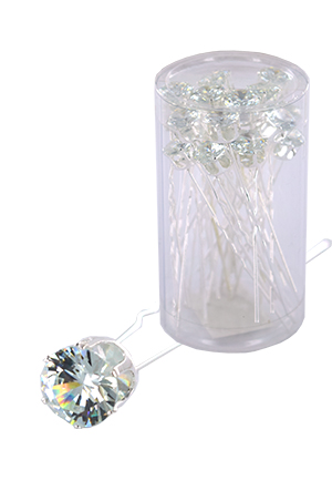 Stone Hair Pin (20/jar) #6737 Silver  - jar  (round)