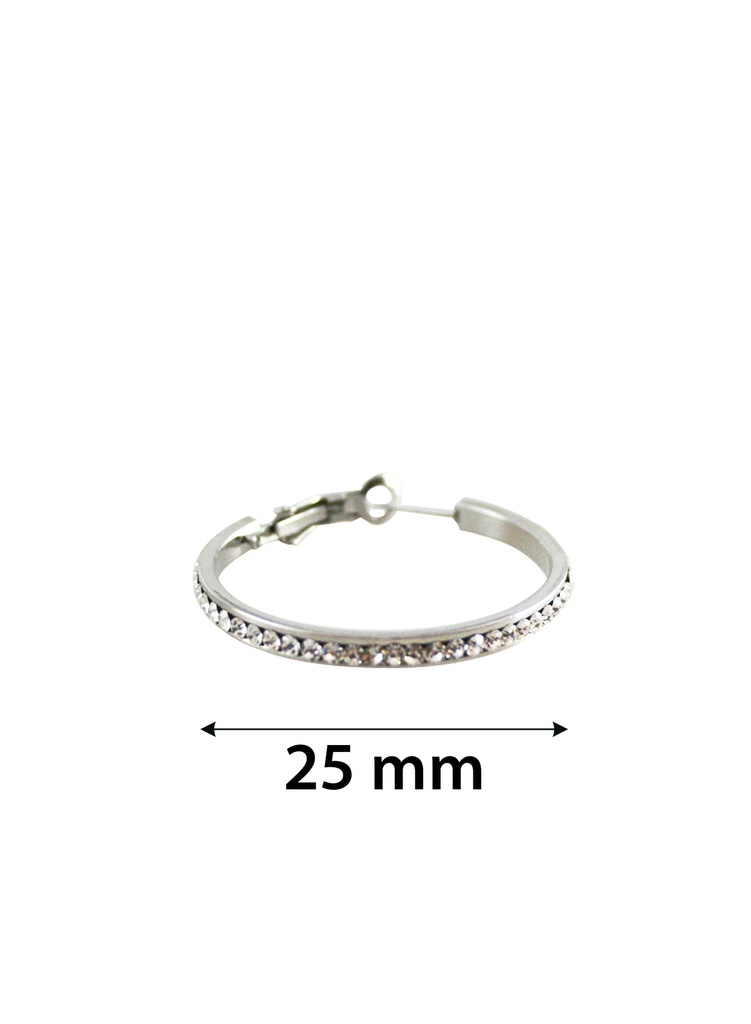 Stone Hoop Earring 2.5 #3547 Silver Clear 2.5 -pair