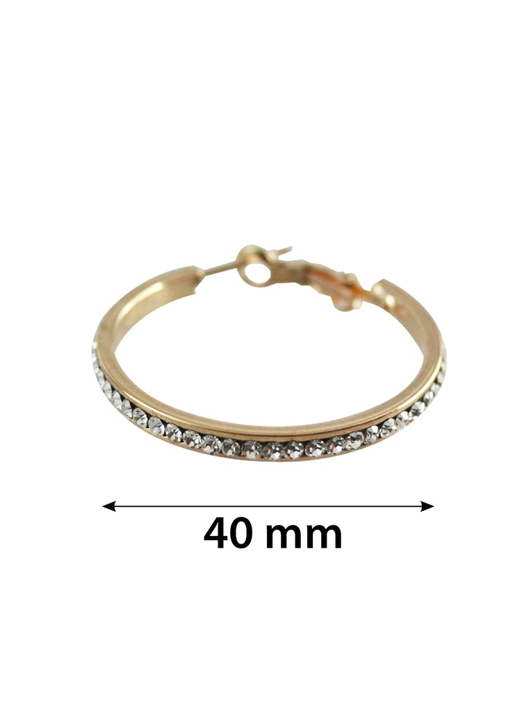 Stone Hoop Earring 4.0 #3226 Gold Clear 4.0 -pair
