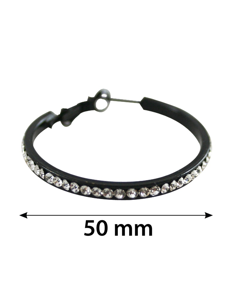 Stone Hoop Earring 5.0 #3225 Black Clear 5.0 -pair