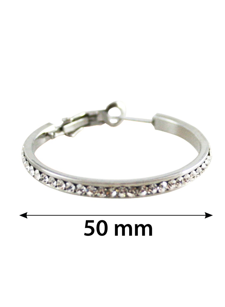 Stone Hoop Earring 5.0 #3227 Silver Clear 5.0 -pair